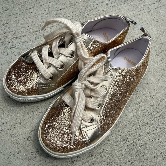Gymboree Gold Sparkle Sneakers with White Accents - Picture 2 of 4